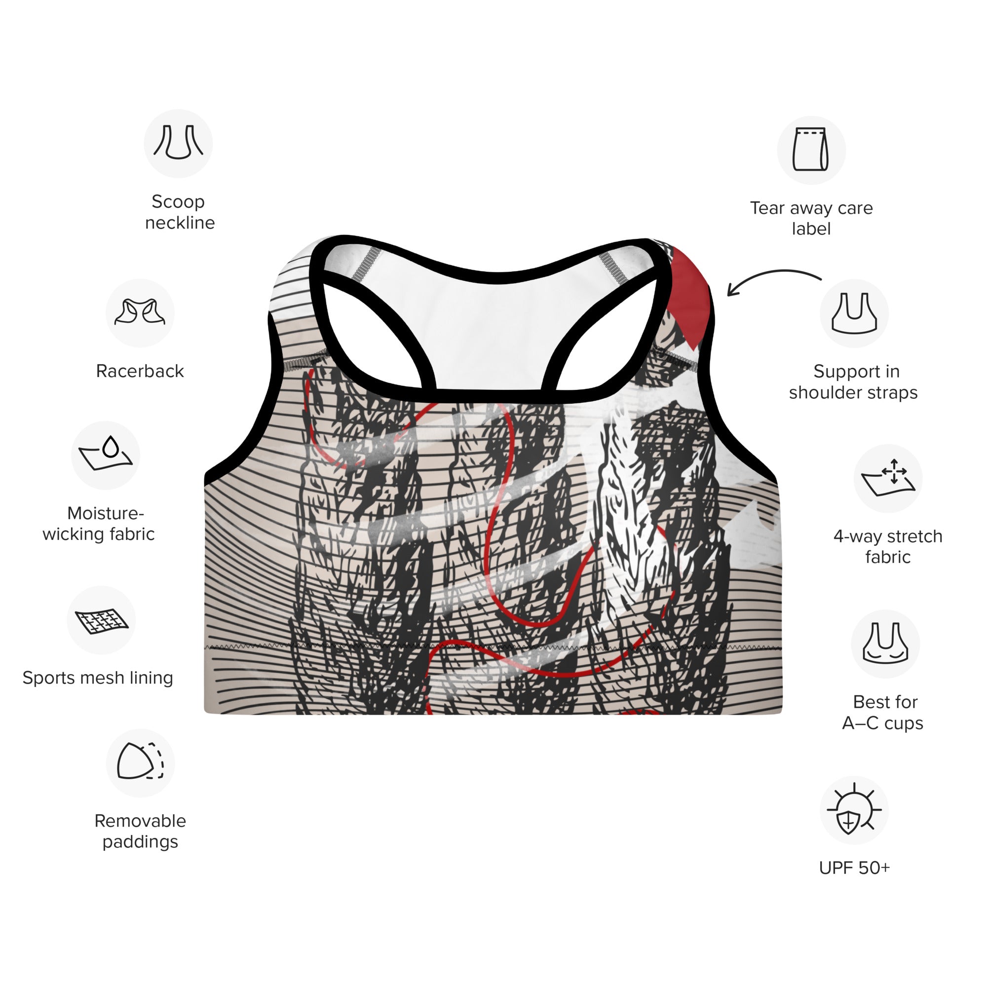 Cedar Trees Spring Collection Padded Sports Bra