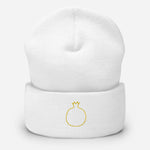 Gold Pomegranate 3D Puff Outline Cuffed Beanie