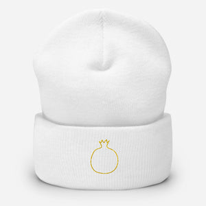 Gold Pomegranate 3D Puff Outline Cuffed Beanie