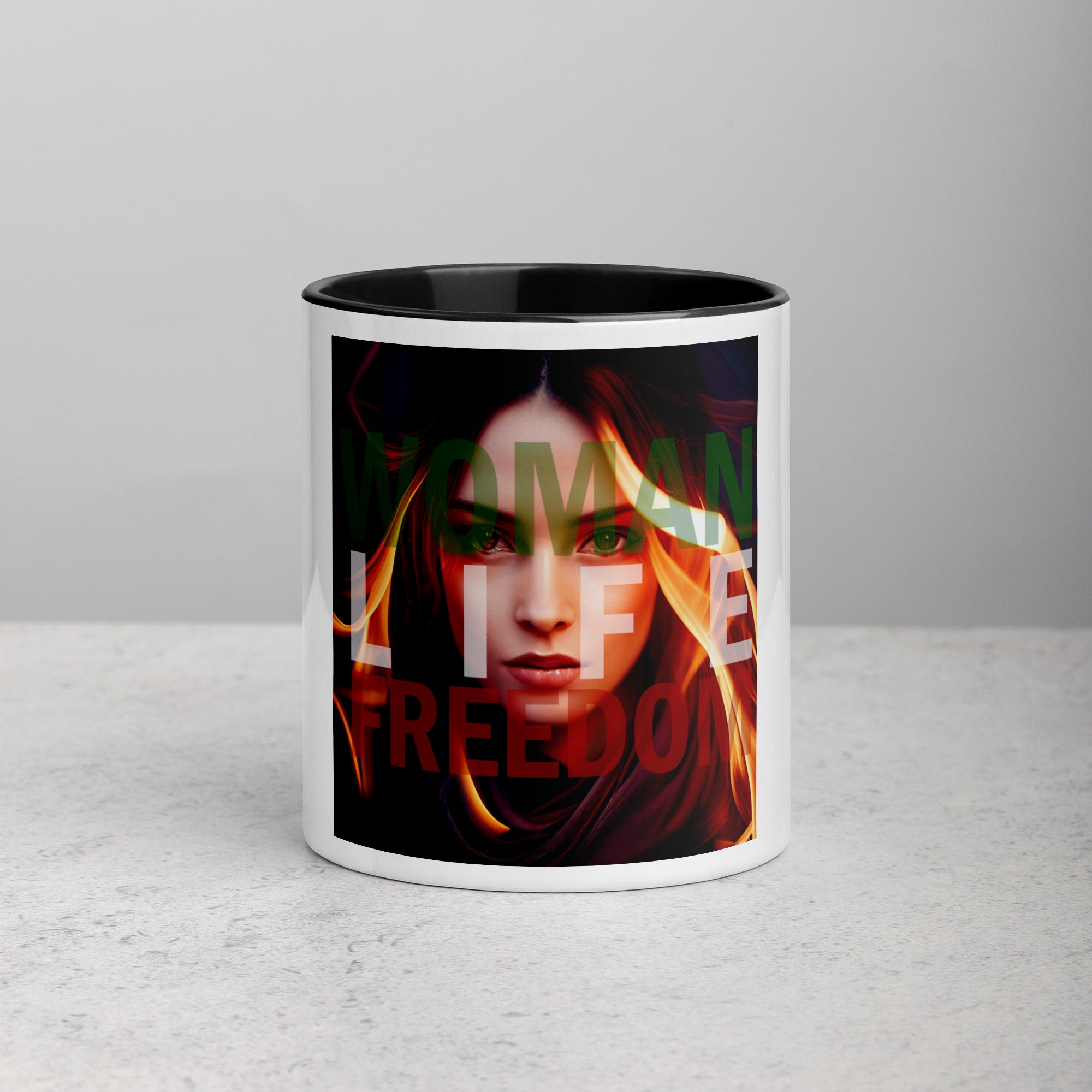Woman Life Freedom Ceramic Mug with Color Inside